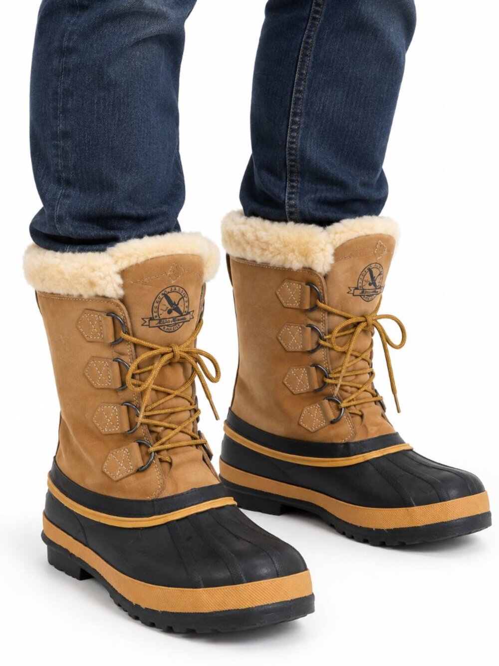 Eddie Bauer Duck Boots Mens 9 Wide Leather Shearling Lined Snow Winter